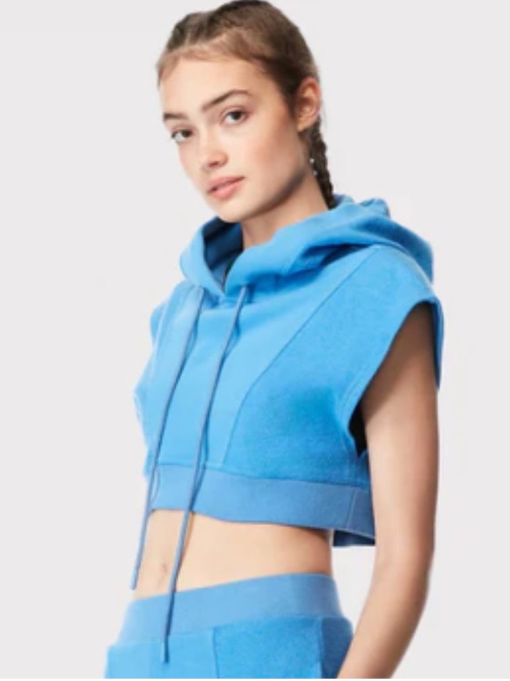 Hervé by Hervé Leger Sky Blue Drawstring Hoodie
